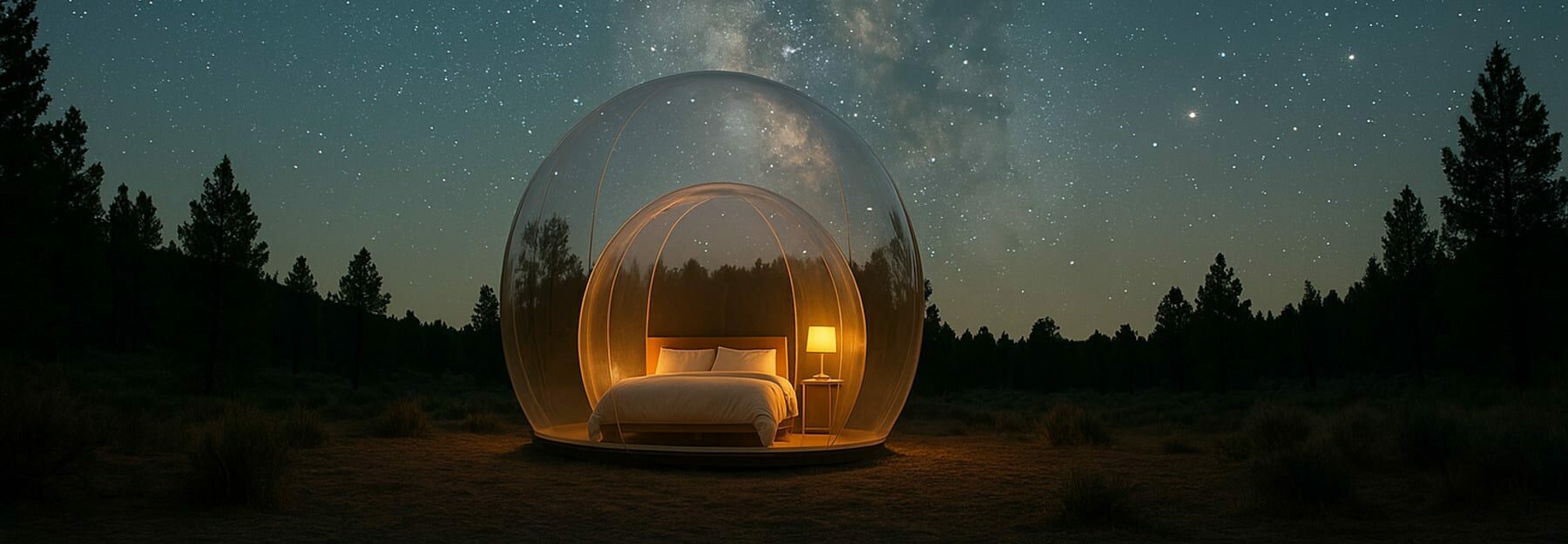 Hébergement insolite dans une bulle en pleine nature sous un ciel étoilé, pour un séjour romantique et unique.