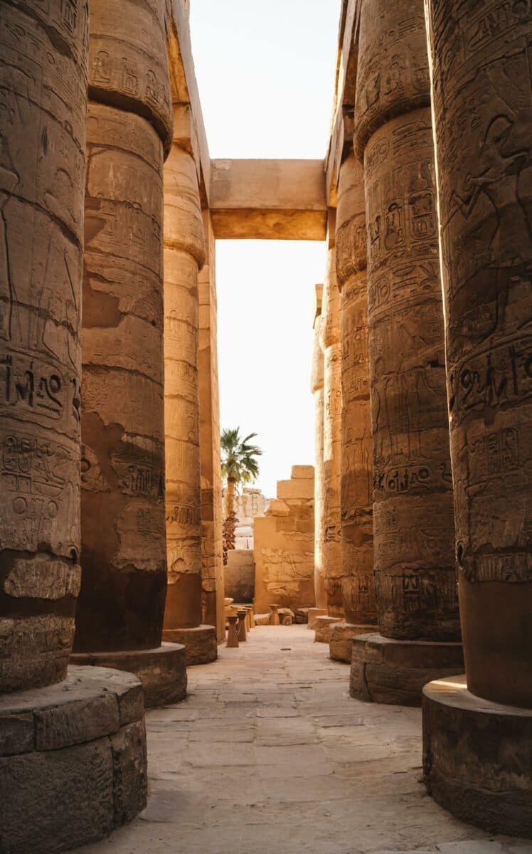 Colonnes monumentales du temple de Karnak en Égypte