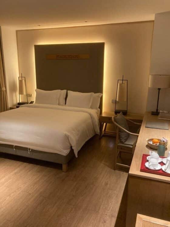 Chambre contemporaine et épurée au Yuanyang Oness Resort