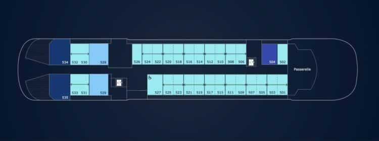 plan des cabines d’un bateau de croisière avec répartition par étages