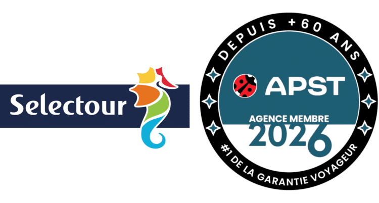 Logos Selectour et APST garantissant la sécurité et la fiabilité des voyages proposés par Atlantide Voyages