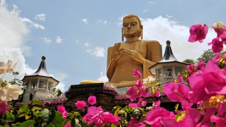 Grande statue de Bouddha au temple de Dambulla au Sri Lanka.